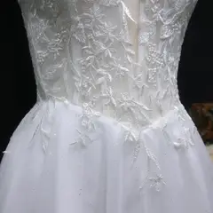 Spaghetti Strap Ball Gown Mini Short White Lace Homecoming Dress — view 6