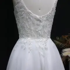 Spaghetti Strap Ball Gown Mini Short White Lace Homecoming Dress — view 9