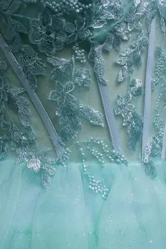 Mint Green Tiered Tulle Homecoming Dress with Lace Bodice — view 11