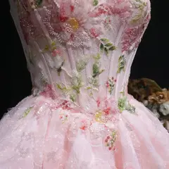 Blush Pink Sweetheart Floral Corset Homecoming Dress — view 9