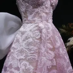 Light Blue Strapless Lace Short Prom Dress with Oversized Bow Train — view 17