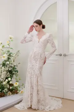 Shila Lace Long Sleeve White Gown wedding guest dress, view 1