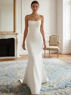 Strapless Sleeveless Satin Mermaid Wedding Dress — LV82121269 — view 1