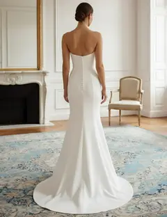 Strapless Sleeveless Satin Mermaid Wedding Dress — LV82121269 — view 2