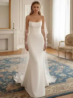 Strapless Sleeveless Satin Mermaid Wedding Dress — LV82121269 — view 3