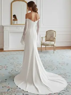 Strapless Long Sleeve Silk Satin Mermaid Wedding Dress — LV73863733 — view 2