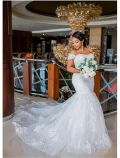 Tulle Mermaid Floor-Length Wedding Dress — LV13969205 — view 2