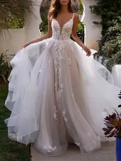 Sweetheart Spaghetti Strap Tulle A-Line Wedding Dress — LV94717493 — view 1