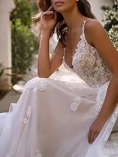 Sweetheart Spaghetti Strap Tulle A-Line Wedding Dress — LV94717493 — view 2