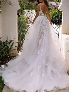 Sweetheart Spaghetti Strap Tulle A-Line Wedding Dress — LV94717493 — view 4