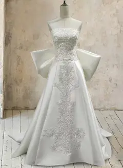 Strapless Sleeveless Satin Mermaid Wedding Dress — LV09550901 — view 1