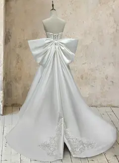 Strapless Sleeveless Satin Mermaid Wedding Dress — LV09550901 — view 2