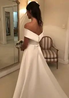 Satin A-Line Floor-Length Wedding Dress — LV80302389 — view 2