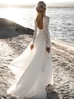 Scoop Tulle A-Line Floor-Length Wedding Dress — LV67719477 — view 2