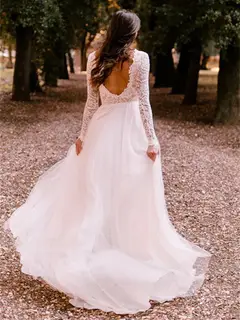 Scoop Tulle A-Line Floor-Length Wedding Dress — LV67719477 — view 6