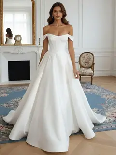 Satin A-Line Floor-Length Wedding Dress — LV45166901 — view 1