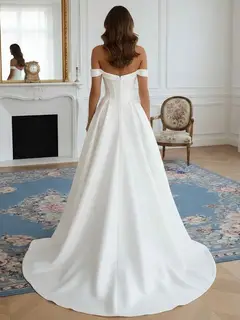 Satin A-Line Floor-Length Wedding Dress — LV45166901 — view 2