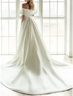 Satin A-Line Floor-Length Wedding Dress — LV13444917 — view 2