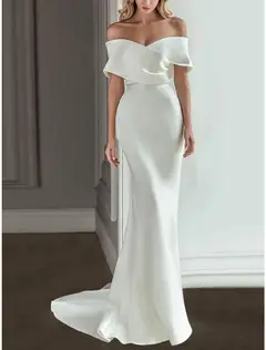 Satin A-Line Floor-Length Wedding Dress — LV13444917 — view 3