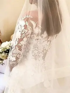 Long Sleeve Tulle Ball Gown Floor-Length Wedding Dress — LV99305013 — view 2