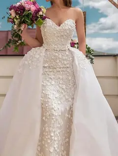Strapless Lace Ball Gown Floor-Length Wedding Dress — LV14591797 — view 2