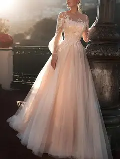 Illusion Tulle A-Line Wedding Dress — LV14378037 — view 1