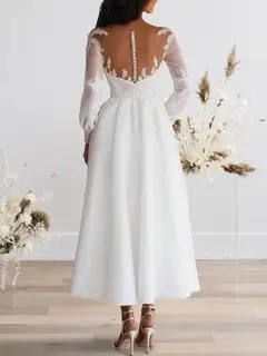 Sweetheart Long Sleeve Lace A-Line Wedding Dress — LV66082613 — view 2