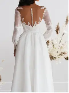 Sweetheart Long Sleeve Lace A-Line Wedding Dress — LV66082613 — view 4