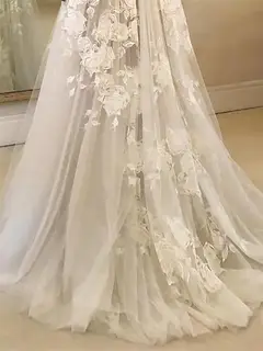 V-Neck Tulle A-Line Wedding Dress — LV67077941 — view 2