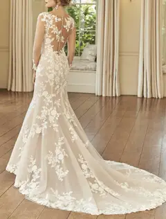 V-Neck Tulle Mermaid Floor-Length Wedding Dress — LV17377077 — view 1