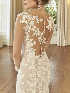 V-Neck Tulle Mermaid Floor-Length Wedding Dress — LV17377077 — view 2