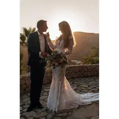 V-Neck Long Sleeve Lace Mermaid Wedding Dress — LV26985013 — view 3