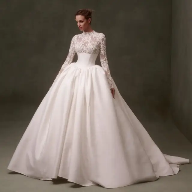 Classic Long Sleeve Lace Ball Gown — SW075