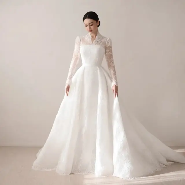Full Lace Printed Ball Gown — SW540