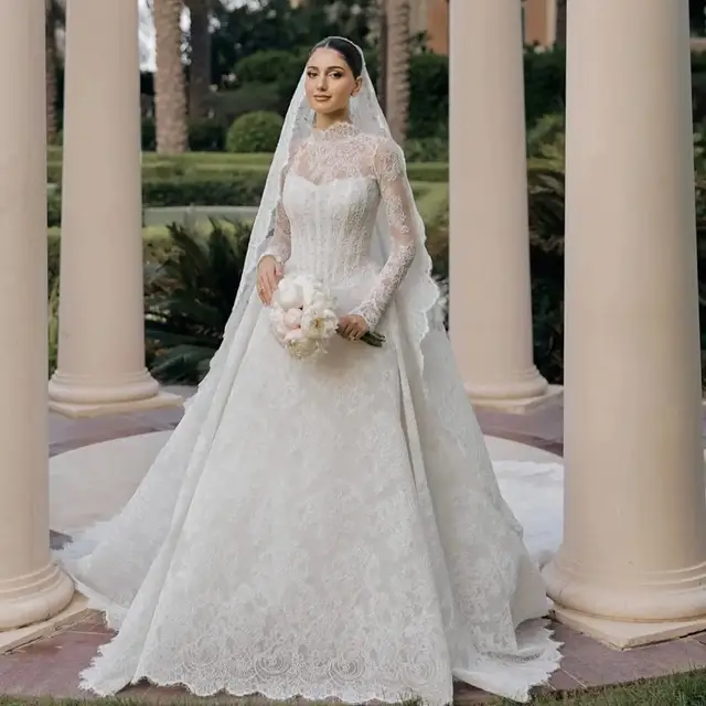 Round Satin A-Line Wedding Dress — SW519