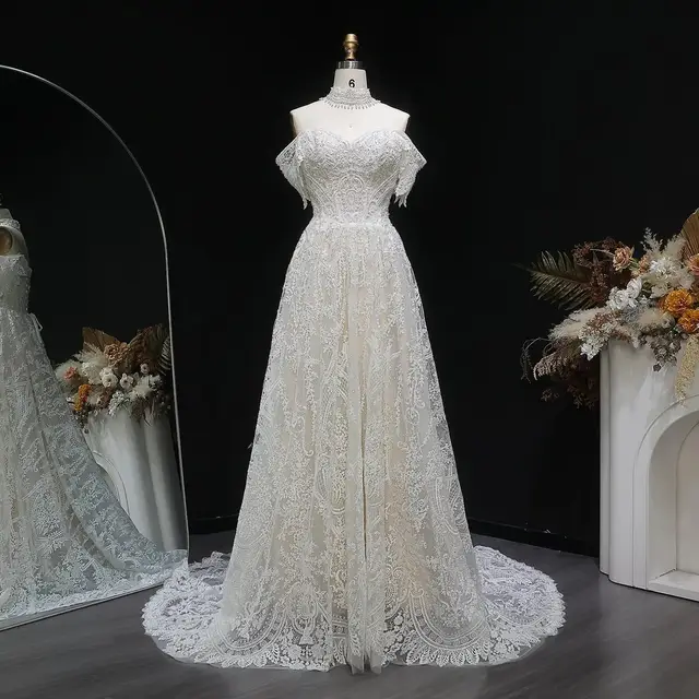 Lace Pearl Embroidery Ball Gown — SW652