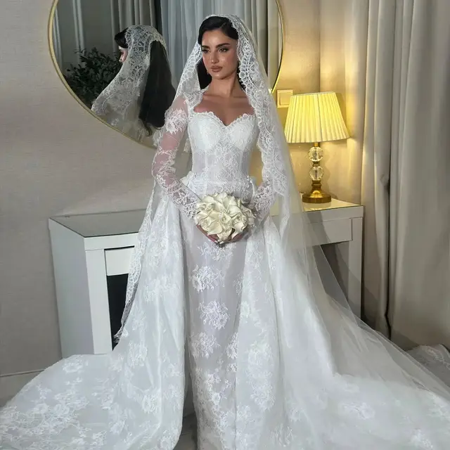 Lace Sweetheart Long Sleeve Wedding Dress — SW523