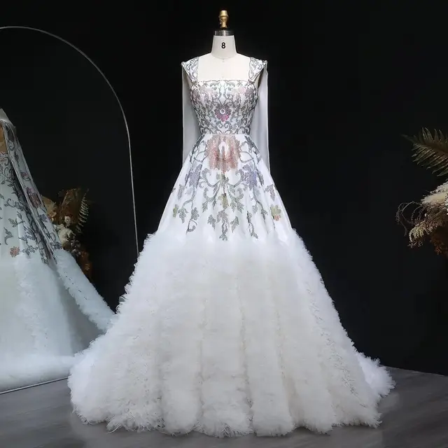 Off-Shoulder Diamond Ball Gown with Cape — SW522