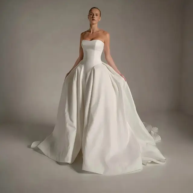 Spaghetti Strap Beaded Satin Ball Gown — SW167