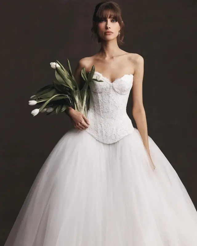 Strapless Lace Tulle Ball Gown — SW597