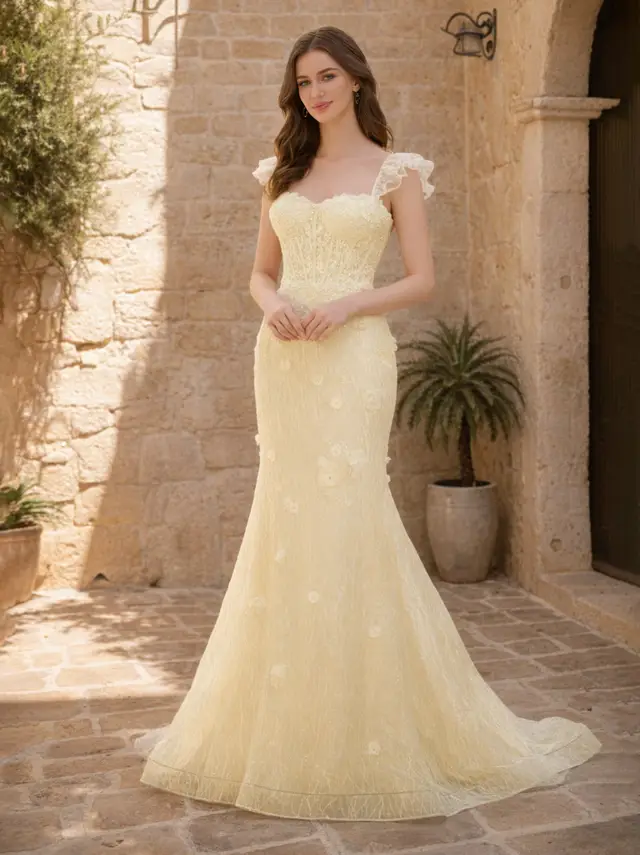 Trumpet/Mermaid Sweetheart Sleeveless Long Prom Dresses with Appliques & 3D Flowers