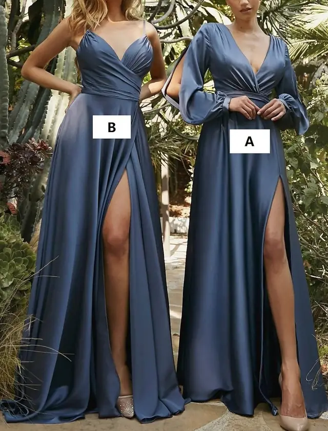 A-Line/Princess Spaghetti Straps Floor-length Long Bridesmaid Dresses — LV70776885
