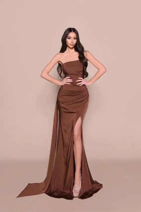Women's Strapless Satin Bridesmaid Dress for Wedding Party — LV19368132