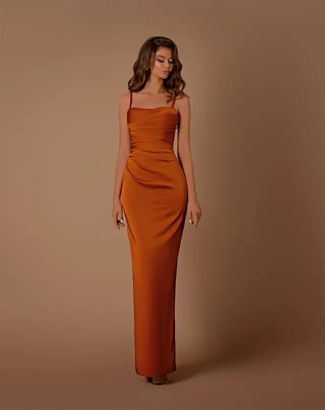 Women's Square Neck Bridesmaid Dress with Ruched Detailing for Wedding Party