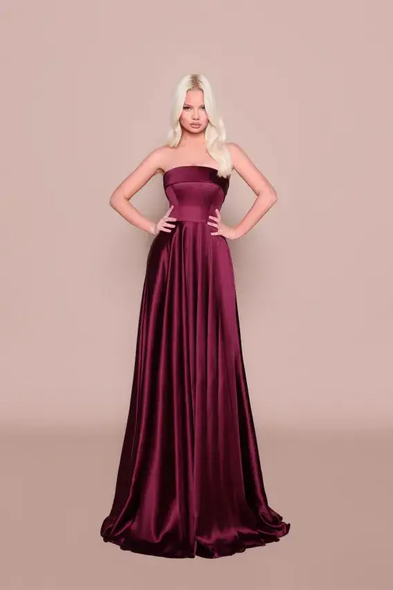 Women's Strapless Satin Bridesmaid Dress for Wedding Party — LV19499204