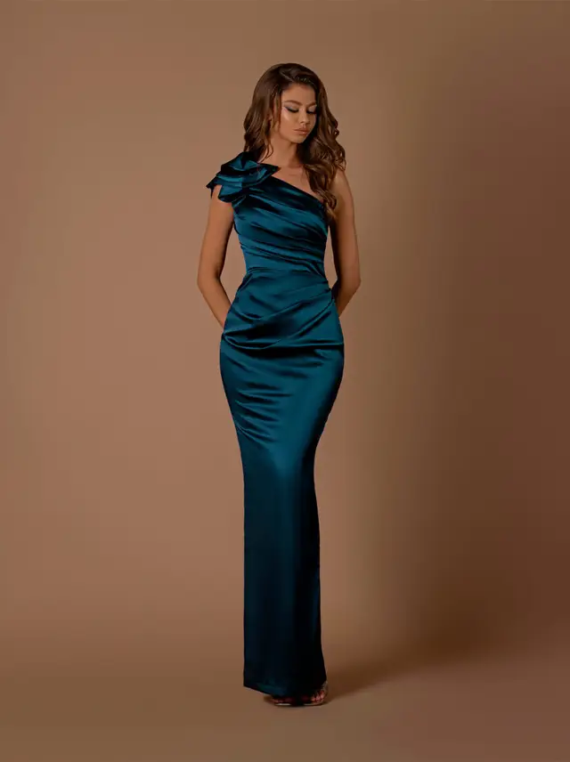 Women's One-Shoulder Satin Bridesmaid Dress for Wedding Party