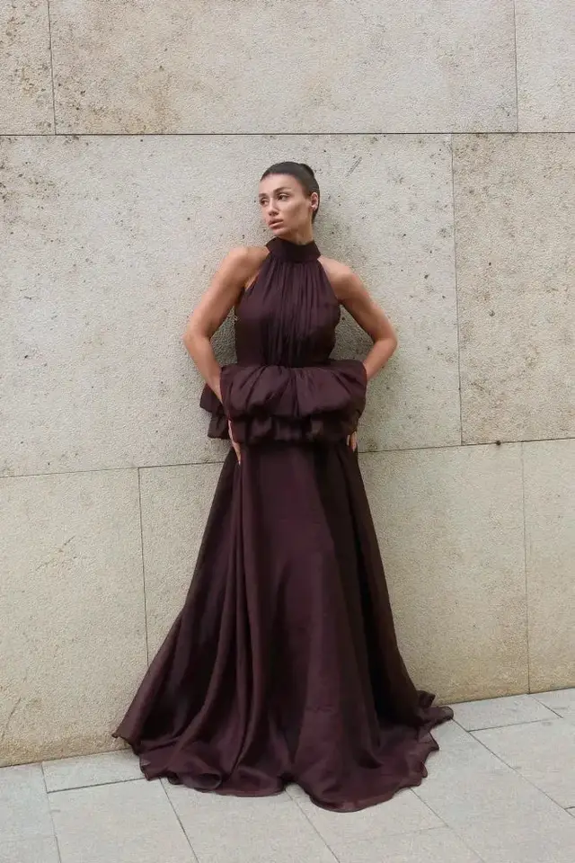 Uma — A-Line — Halter — Evening Gown