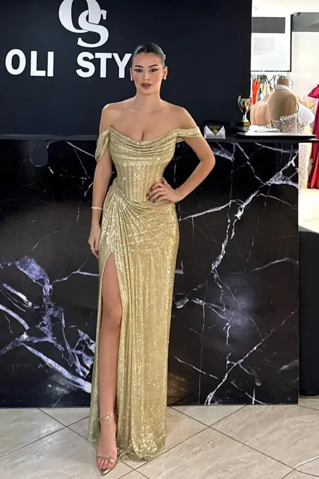 Quinn — Sheath — Off-the-Shoulder — Evening Gown