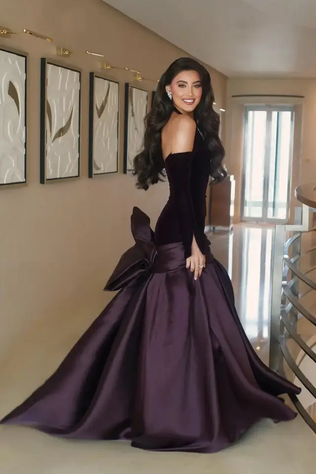 Celeste — Halter — Long Sleeve — Floor-Length — Evening Gown