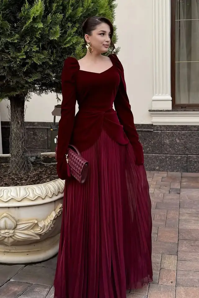 Uma — A-Line — Square — Puff Sleeve — Floor-Length — Evening Gown